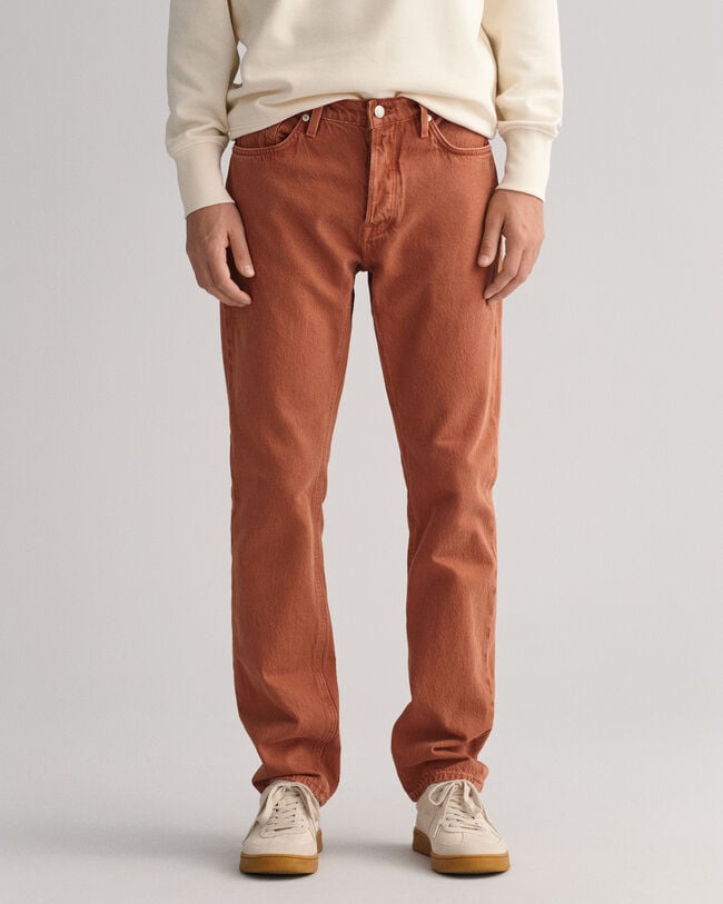 Arley regular fit f&auml;rgade jeans