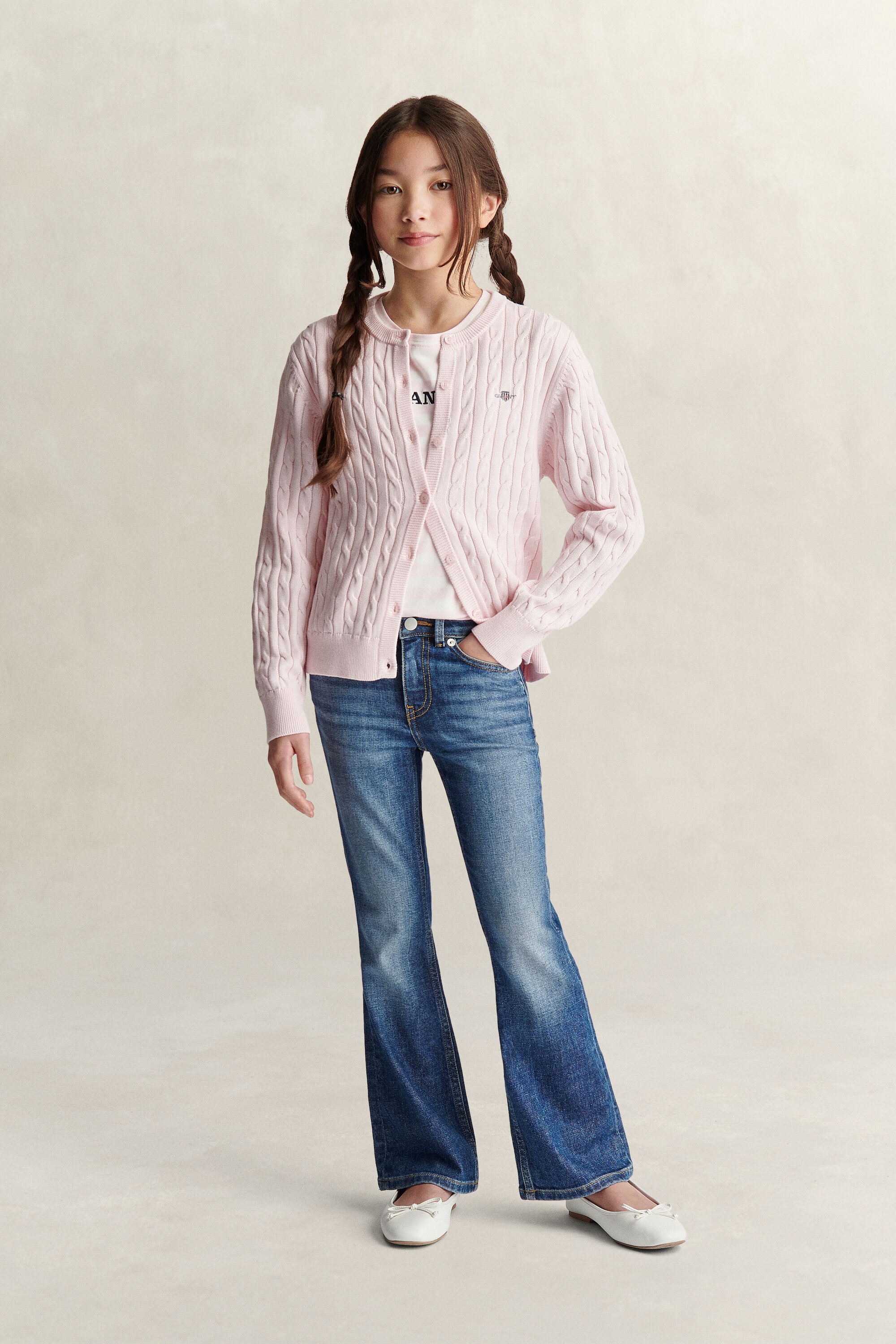 Teen Girls kabelstickad kofta