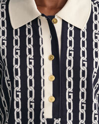 Chain Jacquard pik&eacute;tr&ouml;ja med halvl&aring;ng &auml;rm