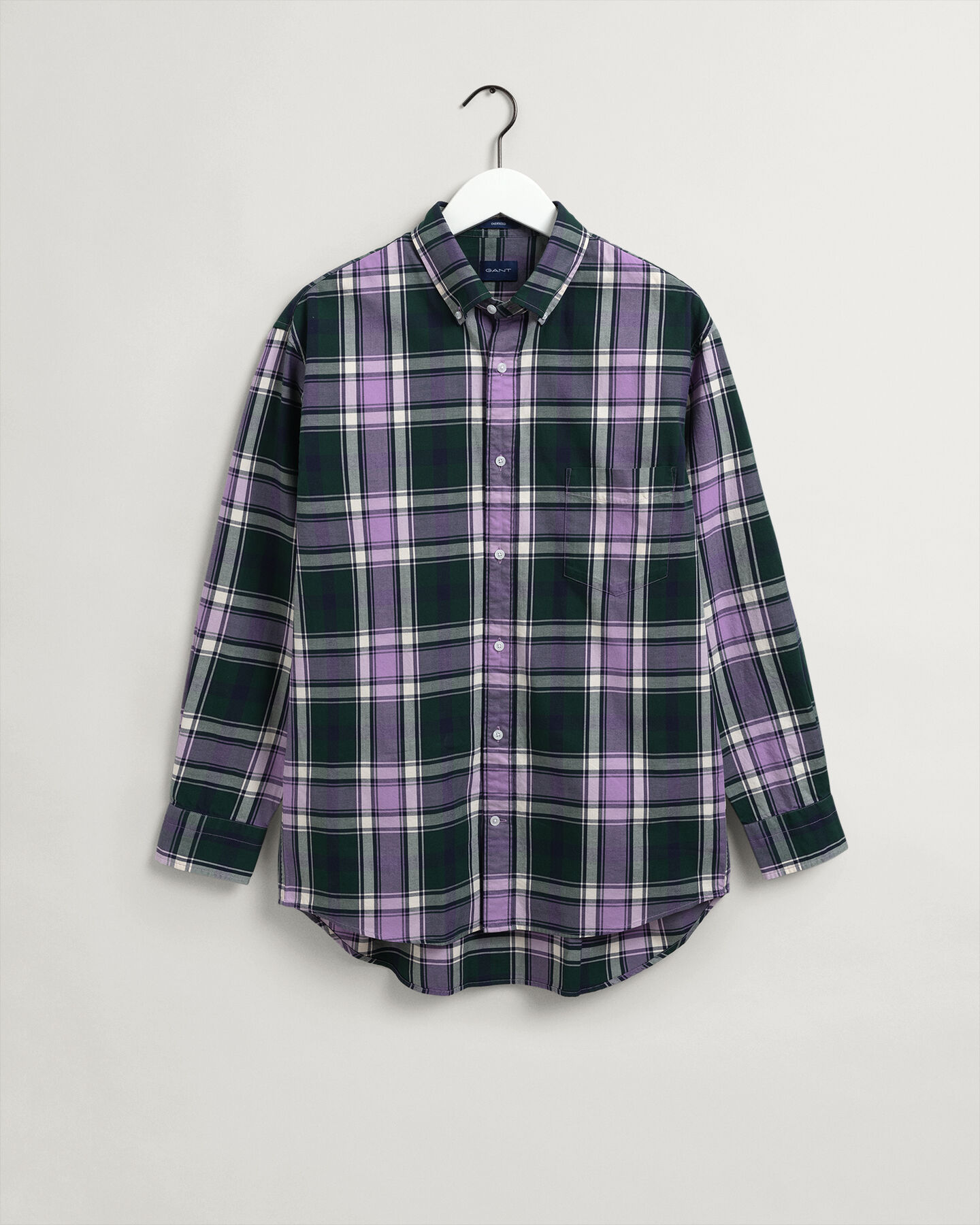 Oversized rutig twillskjorta