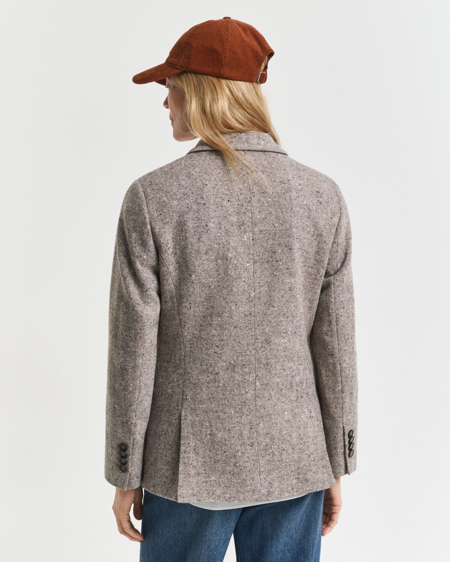 Regular fit kavaj i ull med textur