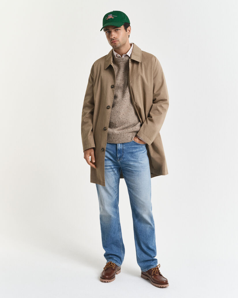 Rundhalsad tröja i ullblandning med neps