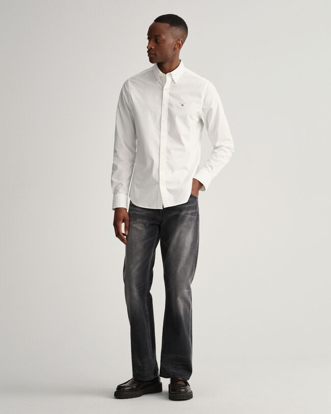 Slim fit poplinskjorta