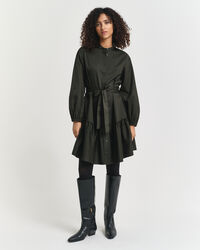 Långärmad klänning i bomullssatin