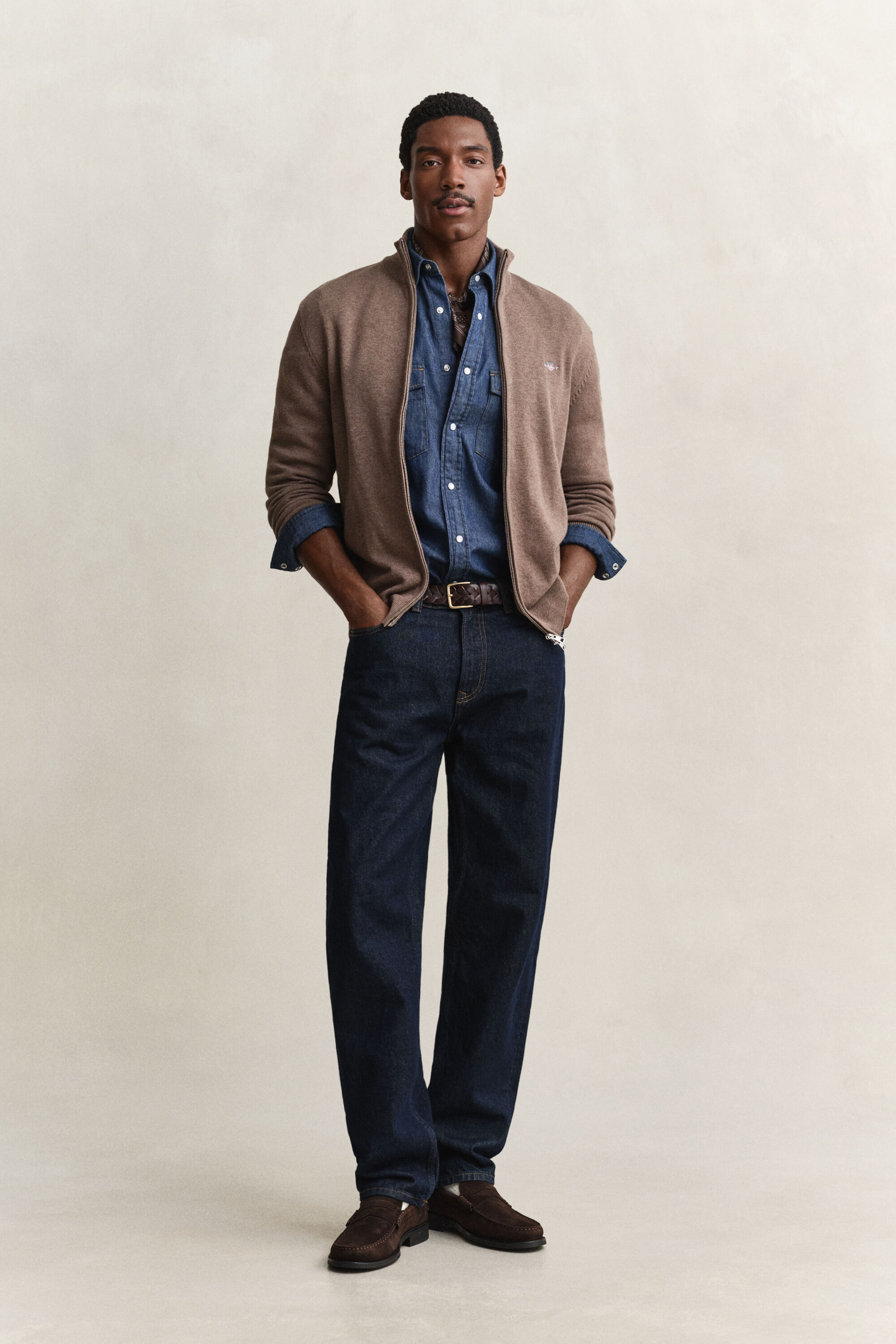 Casual Cotton kofta med dragkedja