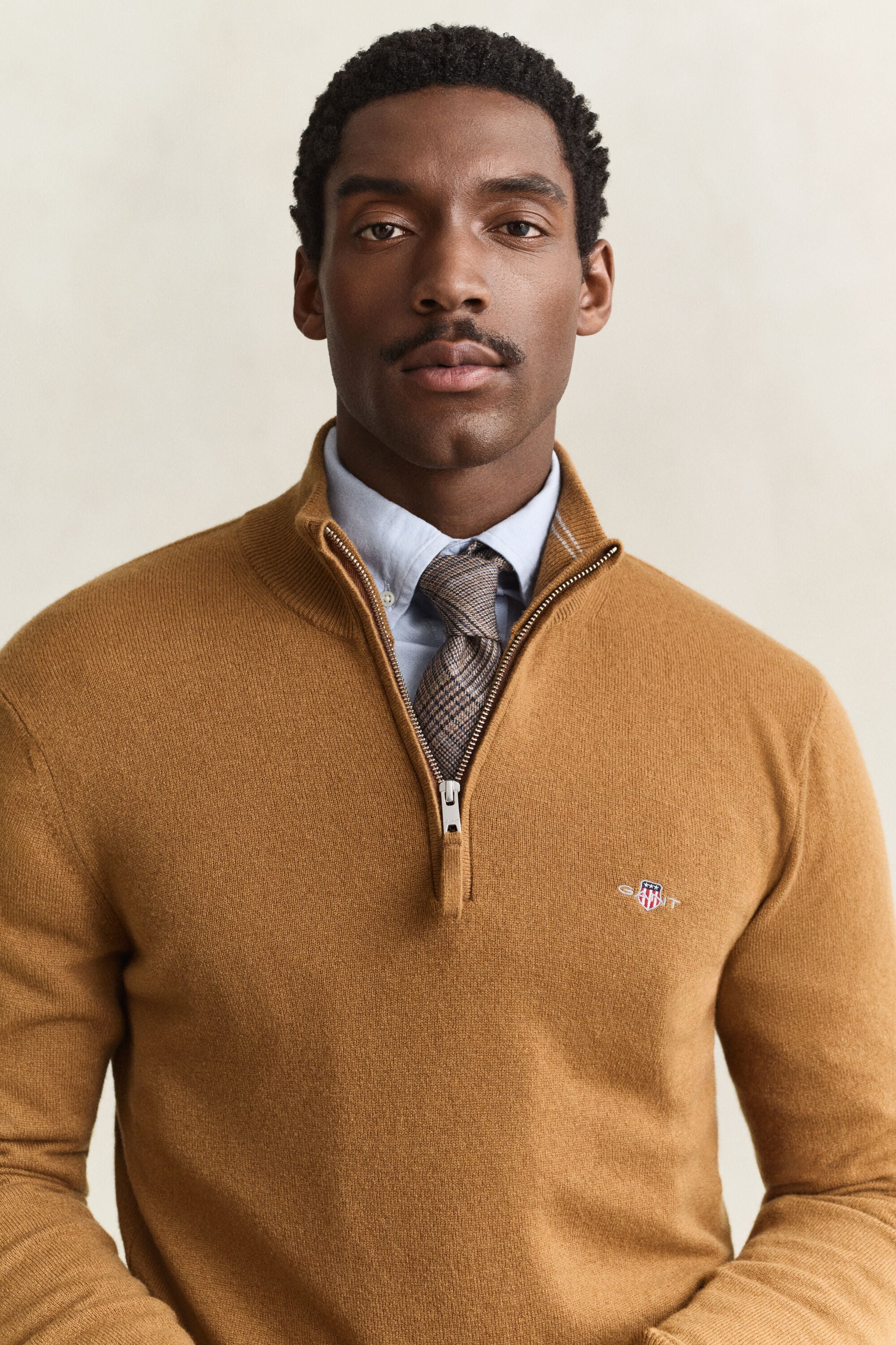 Tröja i lammull med half-zip