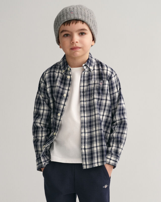 Kids regular fit rutig flanellskjorta