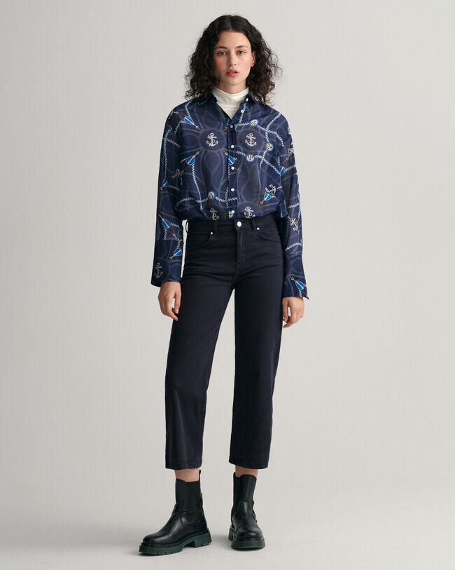 Relaxed fit Sailing Print blus i bomull och silke