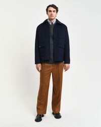 Ribbstickad, rundhalsad tröja i alpackaullblandning