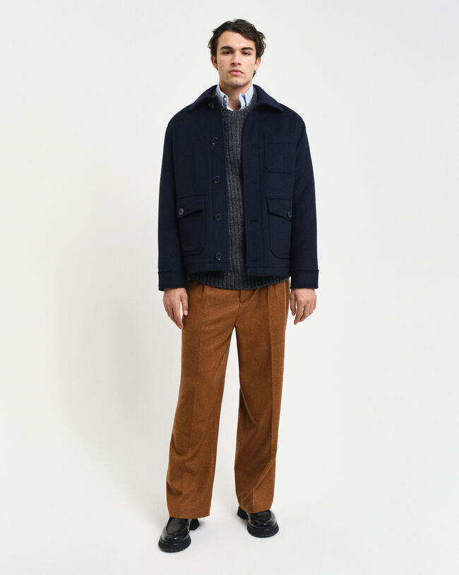 Ribbstickad, rundhalsad tröja i alpackaullblandning