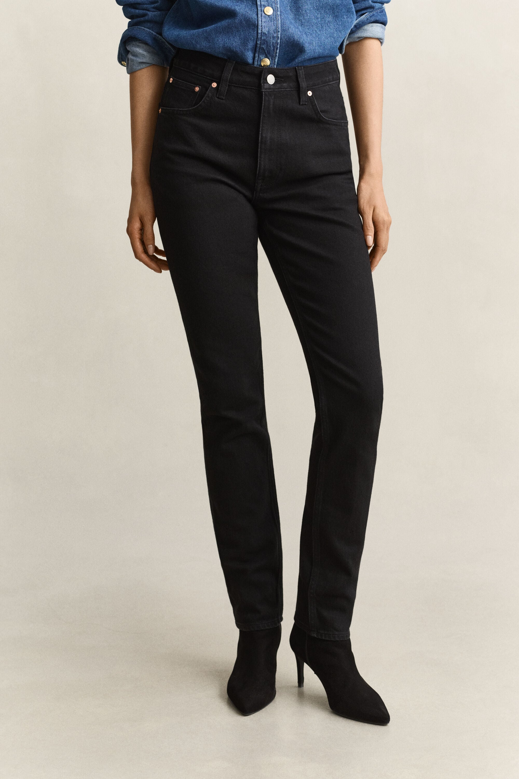 Slim fit jeans med hög midja