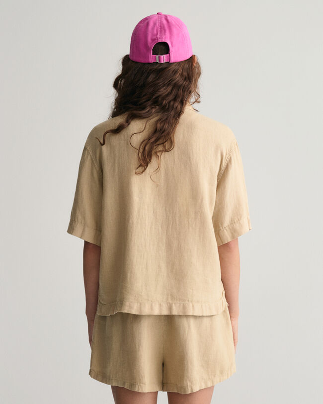 Teen Girls kort&auml;rmad boxig linneskjorta