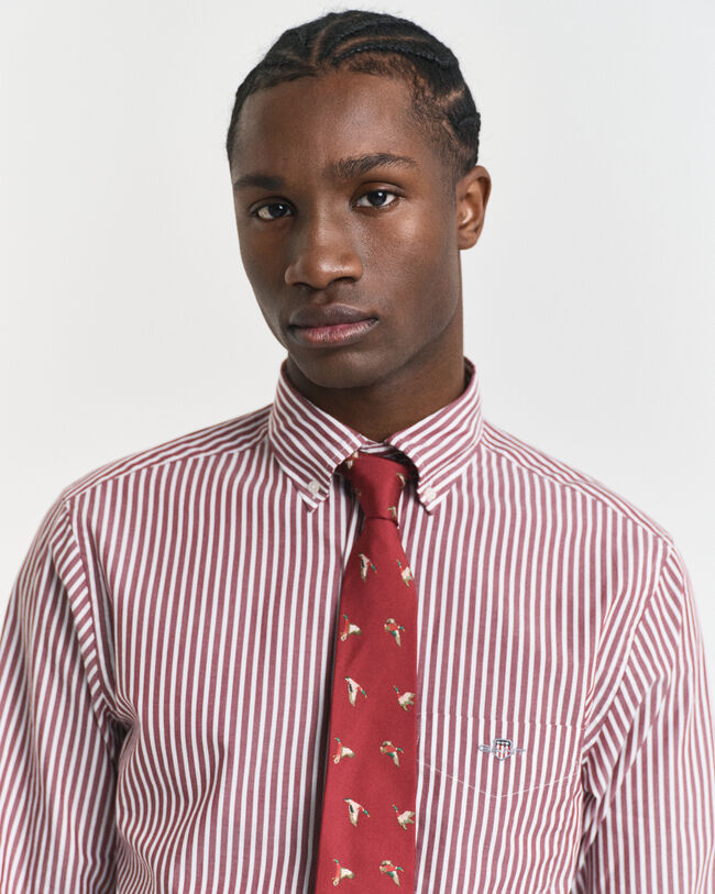 Regular fit klassisk randig poplinskjorta