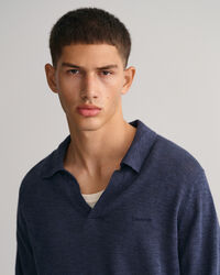 Pikétröja i bomull och linne