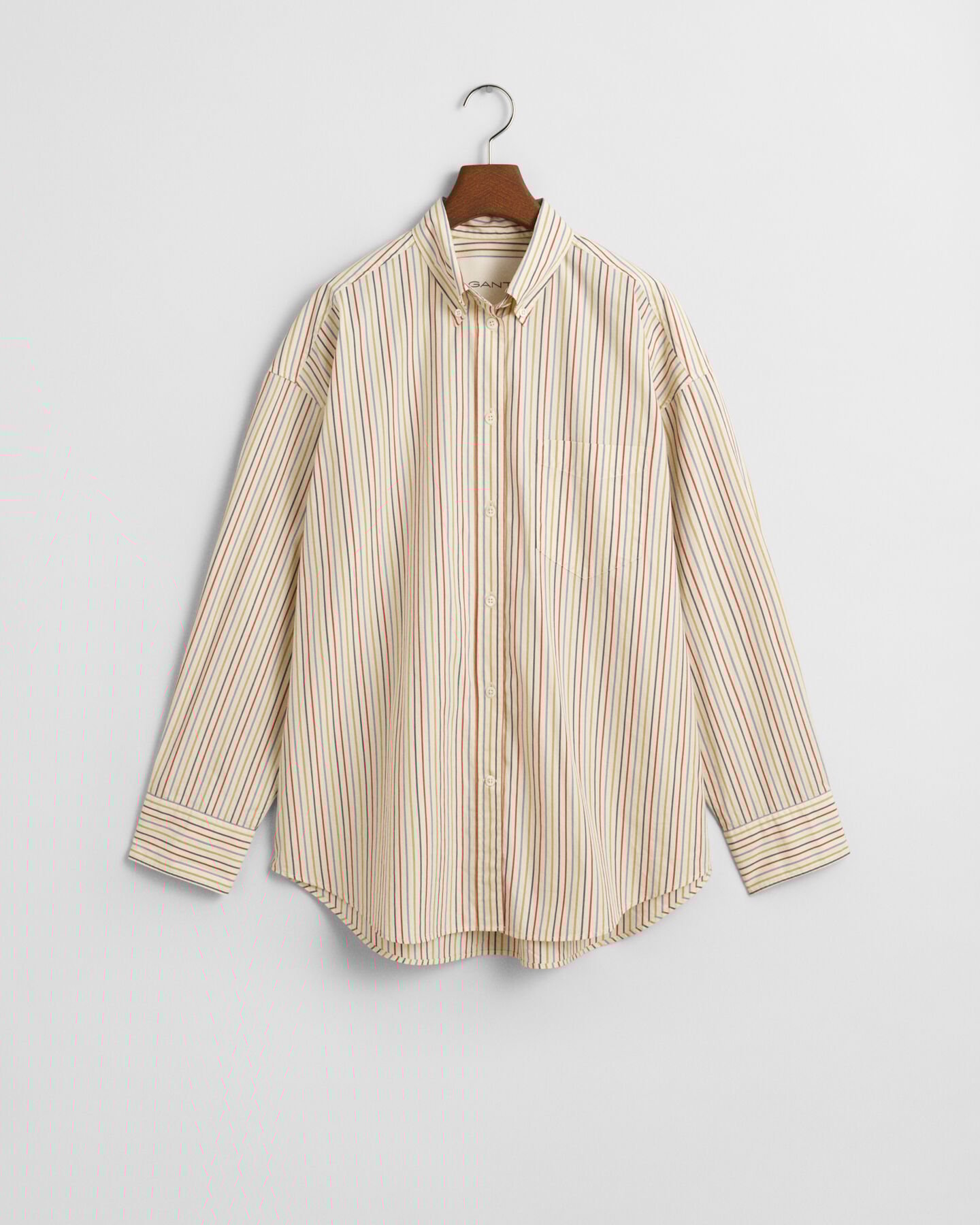 Oversized randig poplinskjorta