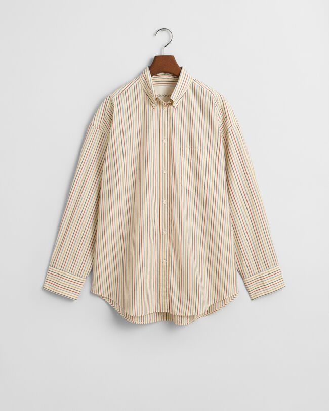 Oversized randig poplinskjorta