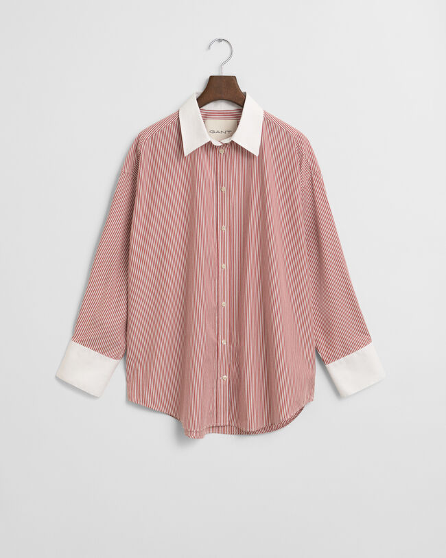 Oversized fit randig skjorta med kontrastkrage