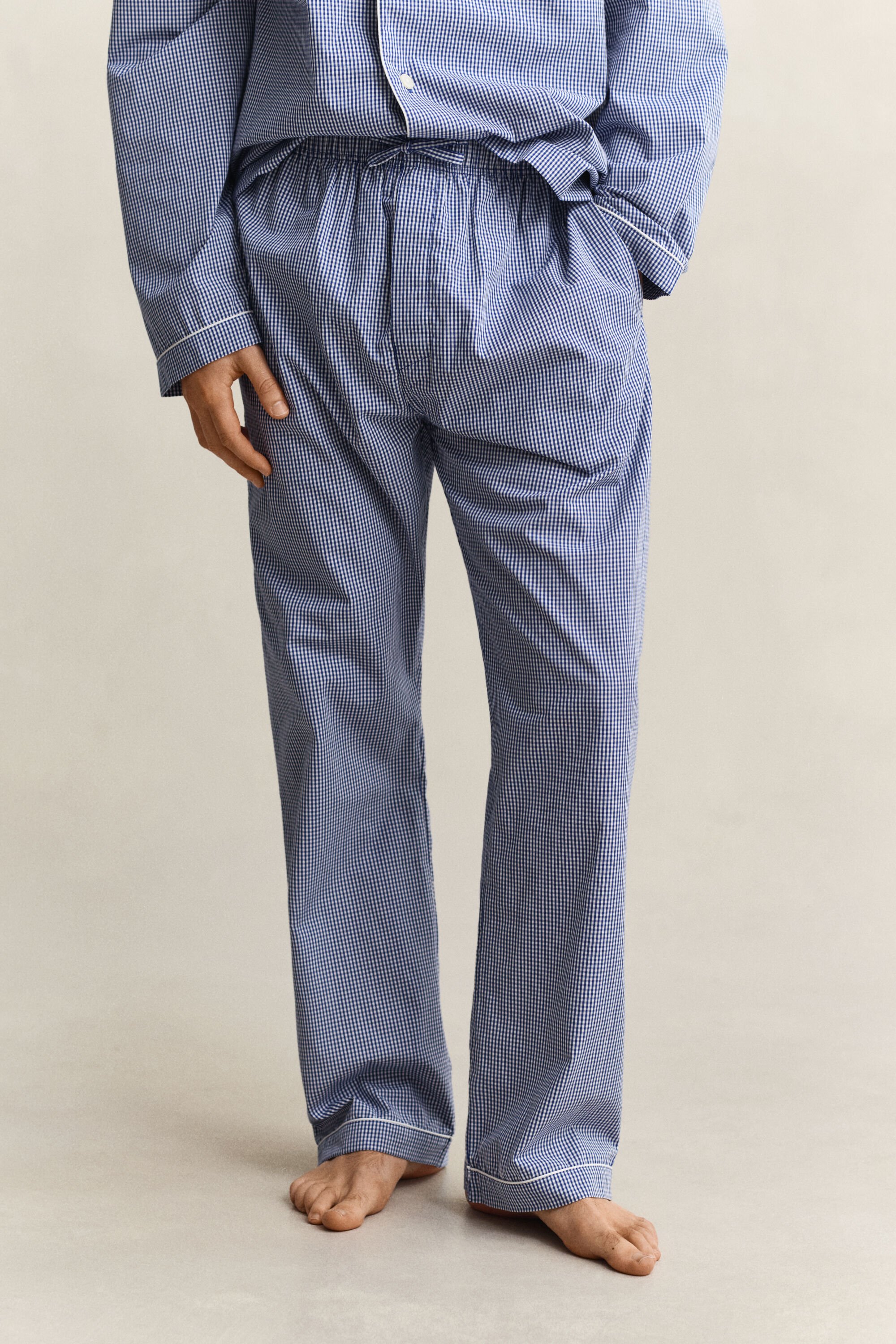 Pyjamasset i ginghamrutig poplin