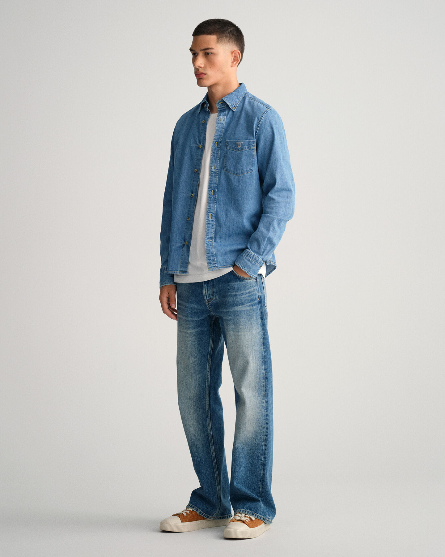 Slim fit denimskjorta