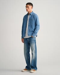 Slim fit denimskjorta