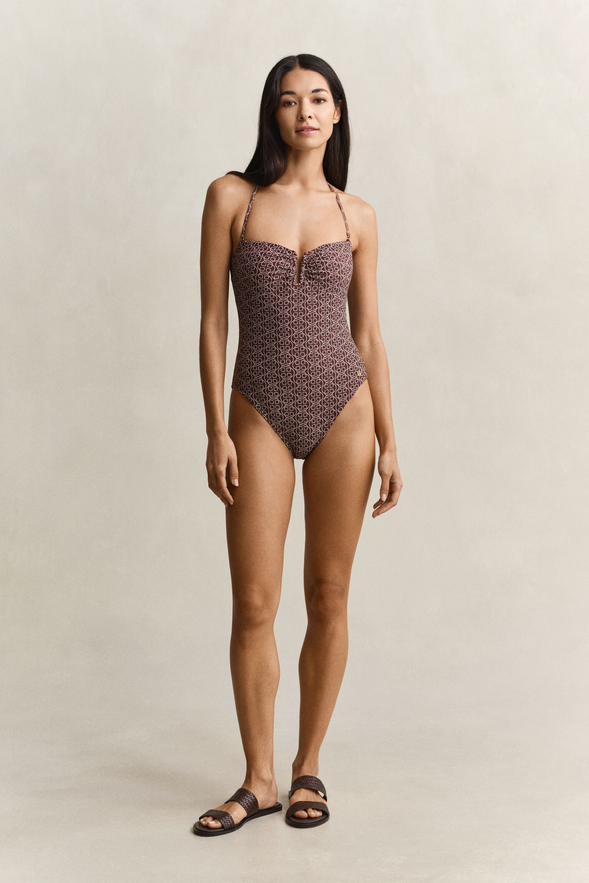 Mönstrad vadderad baddräkt