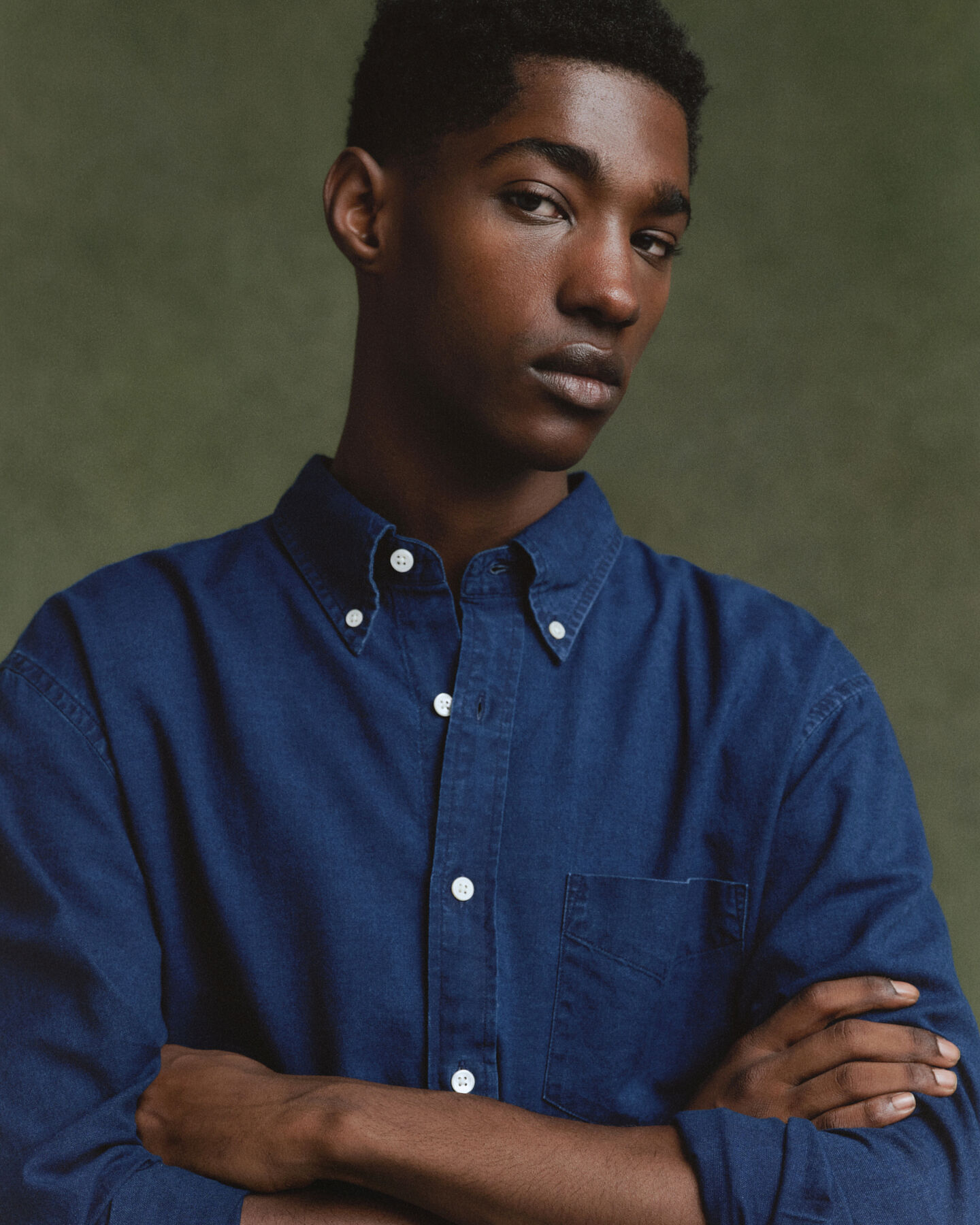 Relaxed fit indigo oxfordskjorta