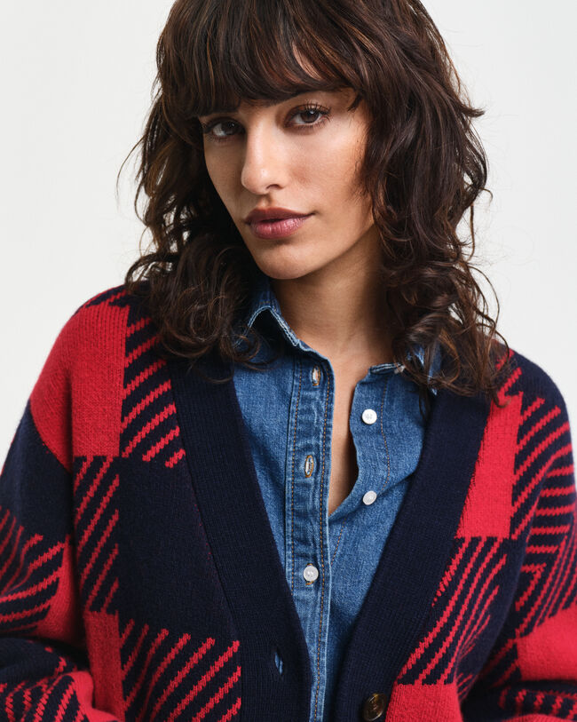 Buffalorutig V-ringad kofta