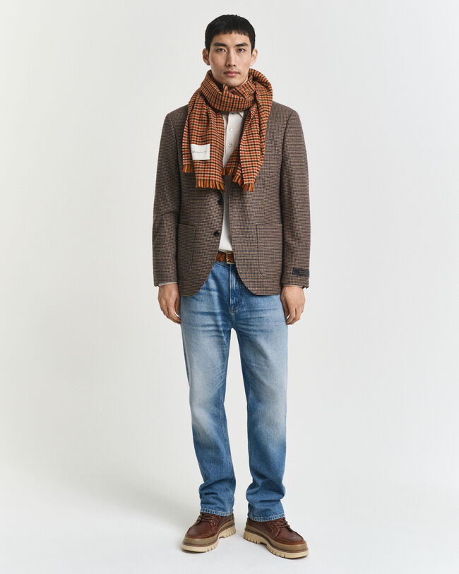 Slim fit hundtandsmönstrad rutig kavaj