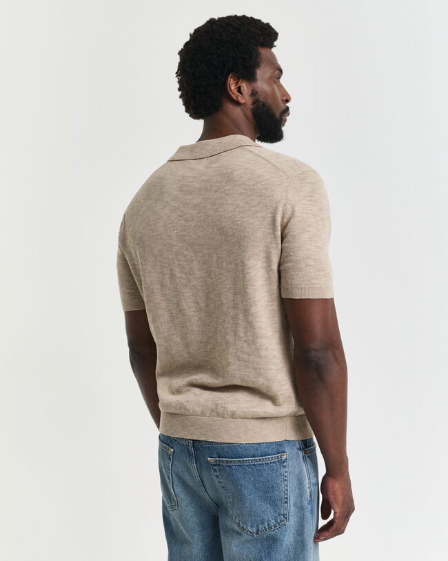 Kortärmad pikétröja i linneblandning