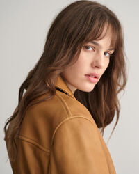 Cropped Leather Trench Jacket