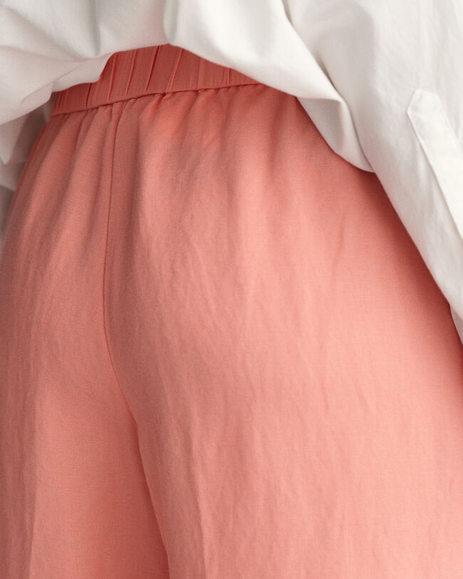 Relaxed fit dra-p&aring;-byxor i linneblandning