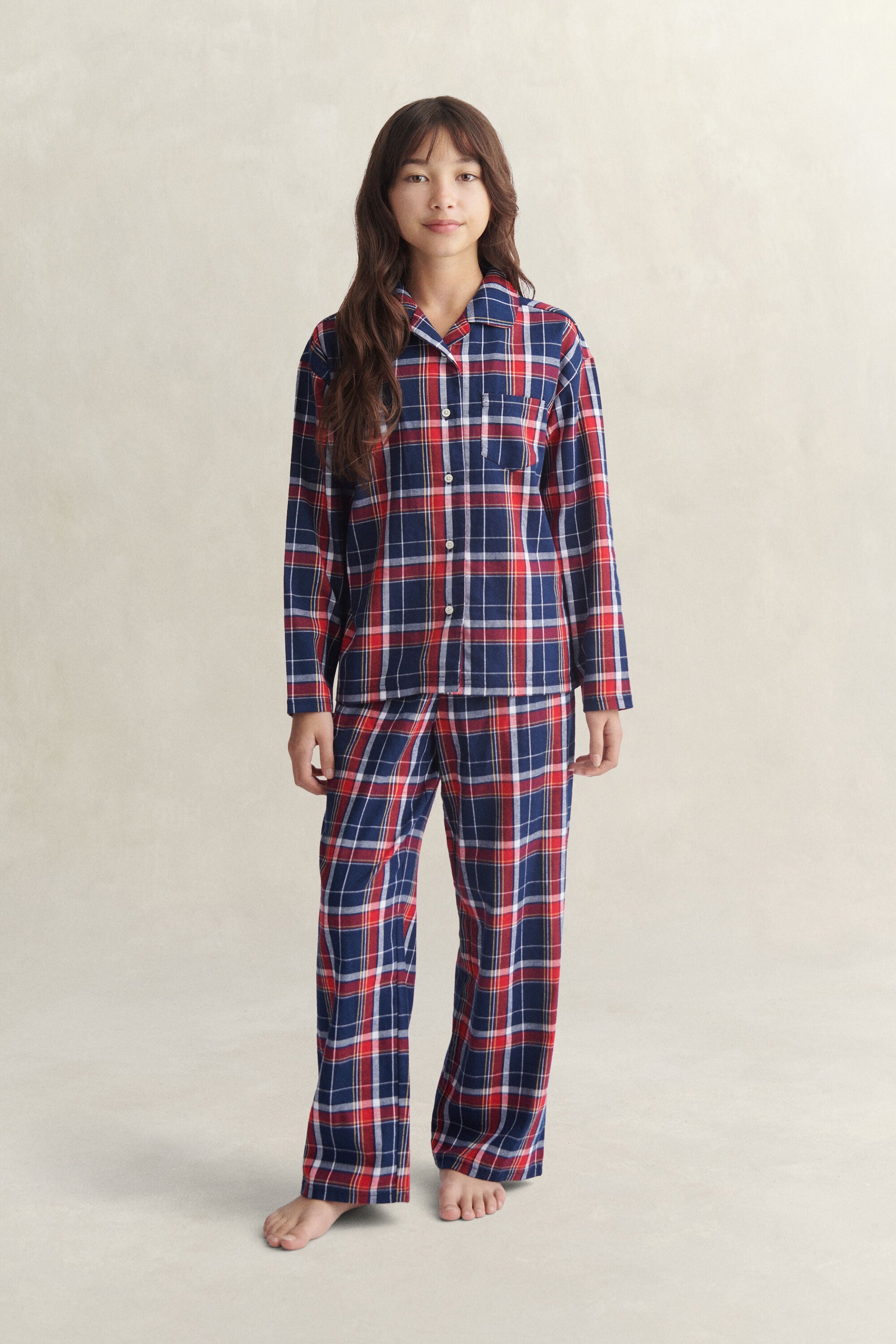 Teens skotskrutigt pyjamasset i flanell
