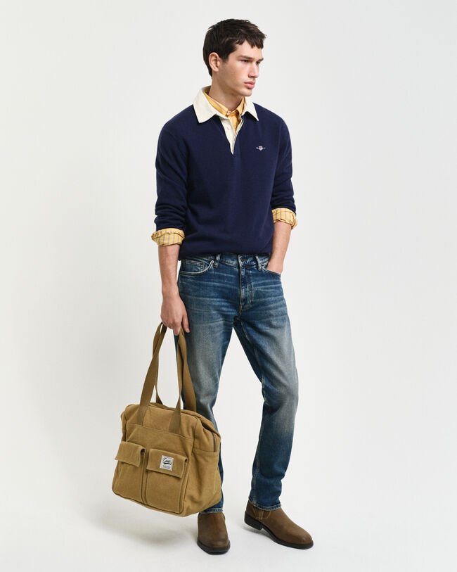 Slim fit jeans i vintagetv&auml;tt