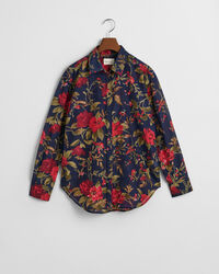 Relaxed fit rosenm&ouml;nstrad skjorta i bomull och silke