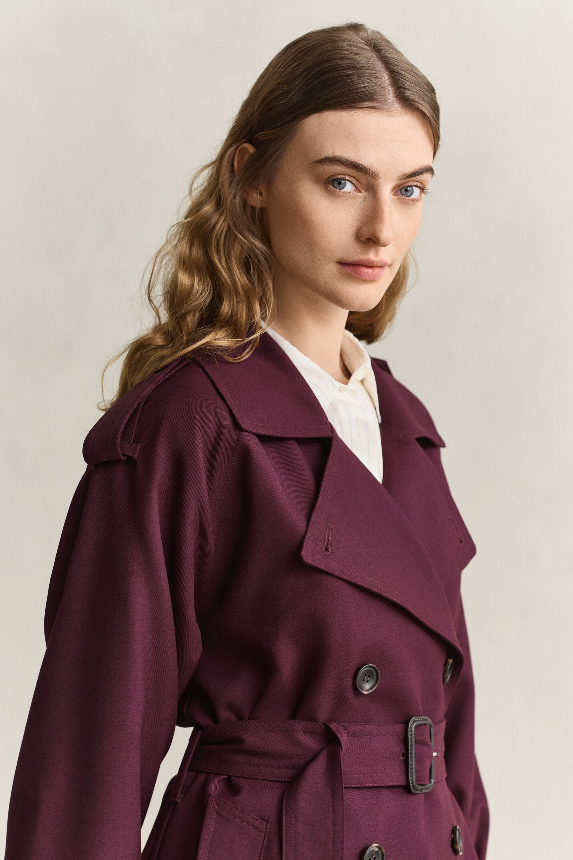 Trenchcoat i ullblandning