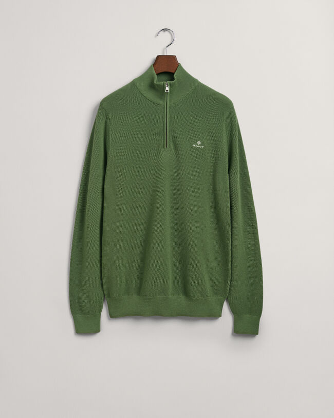 Half-zip tr&ouml;ja i bomullspik&eacute;