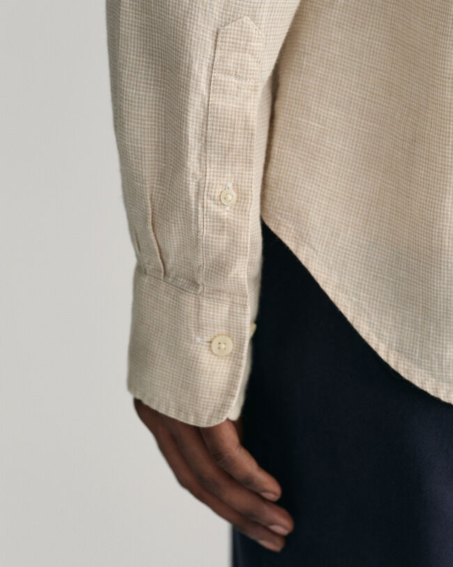 Slim fit hundtandsm&ouml;nstrad linneskjorta