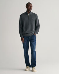 Half-zip bomullstr&ouml;ja med struktur