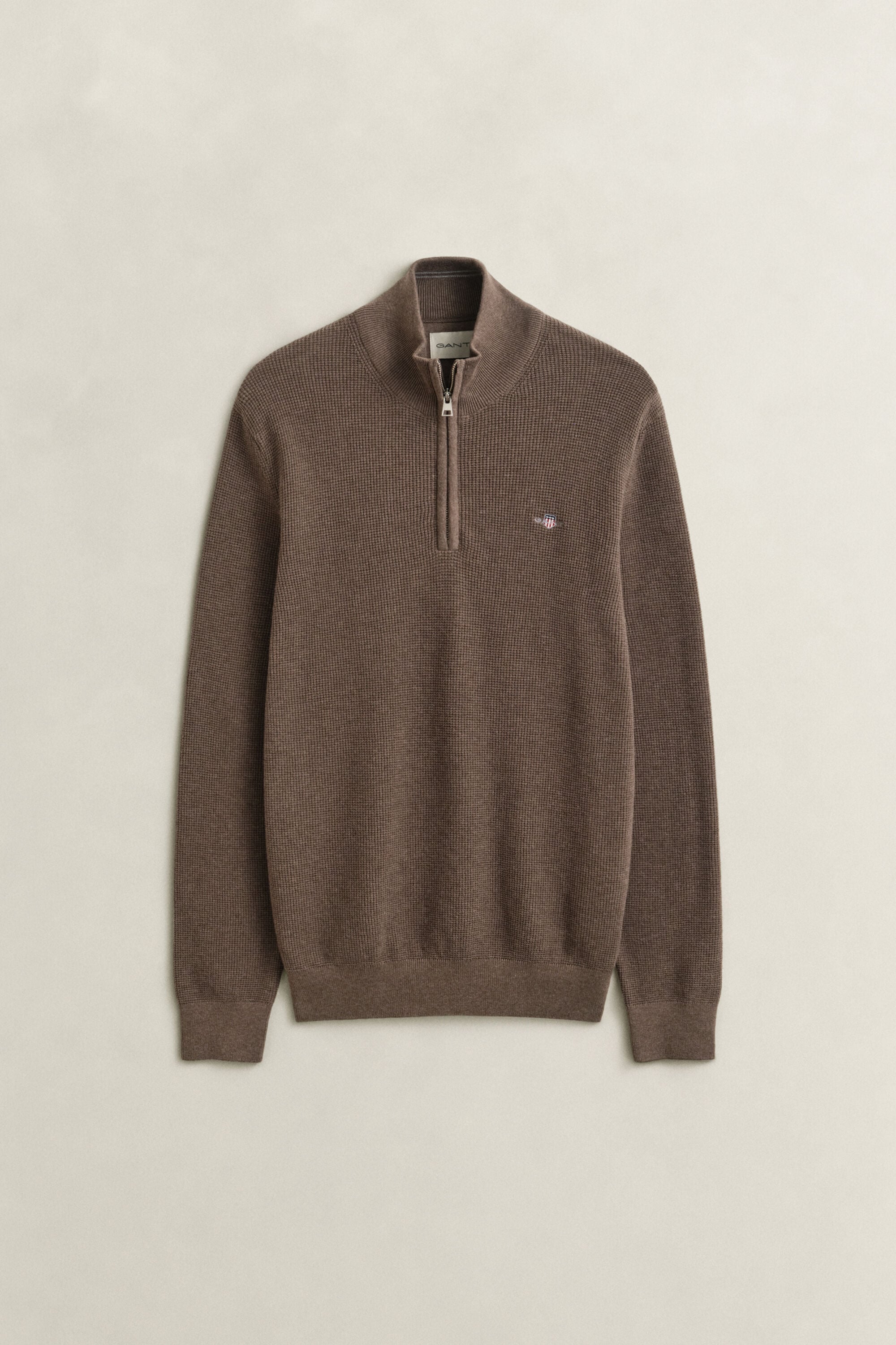 Bomullströja med struktur och half-zip