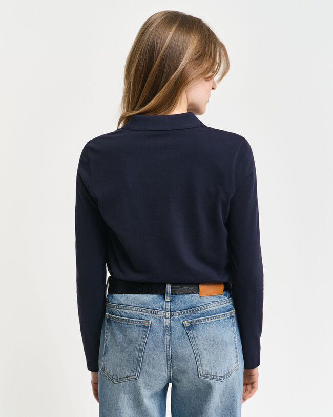 Långärmad pikétröja med sköld