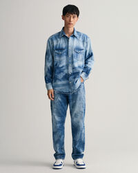 Relaxed fit blekt westernskjorta