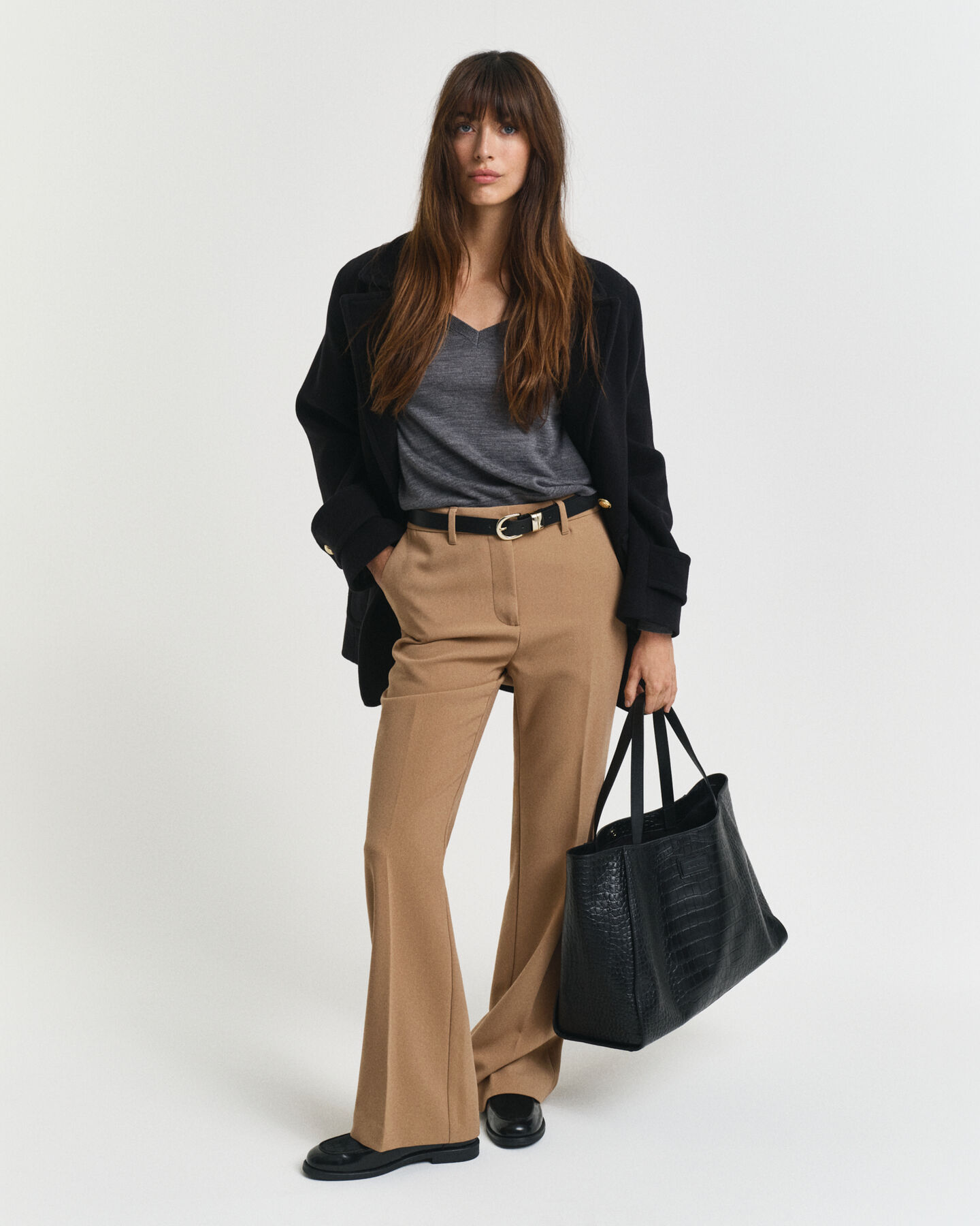 V-ringad tröja i extra fin merinoull