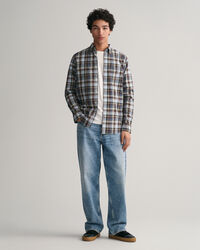 Regular fit poplinskjorta med mellanstora rutor