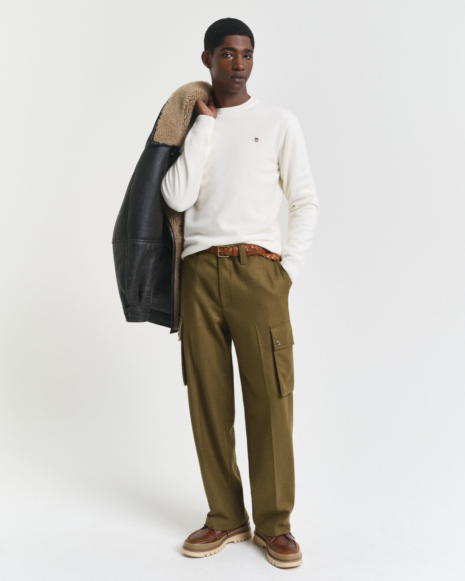 Rundhalsad tröja i superfin lammull