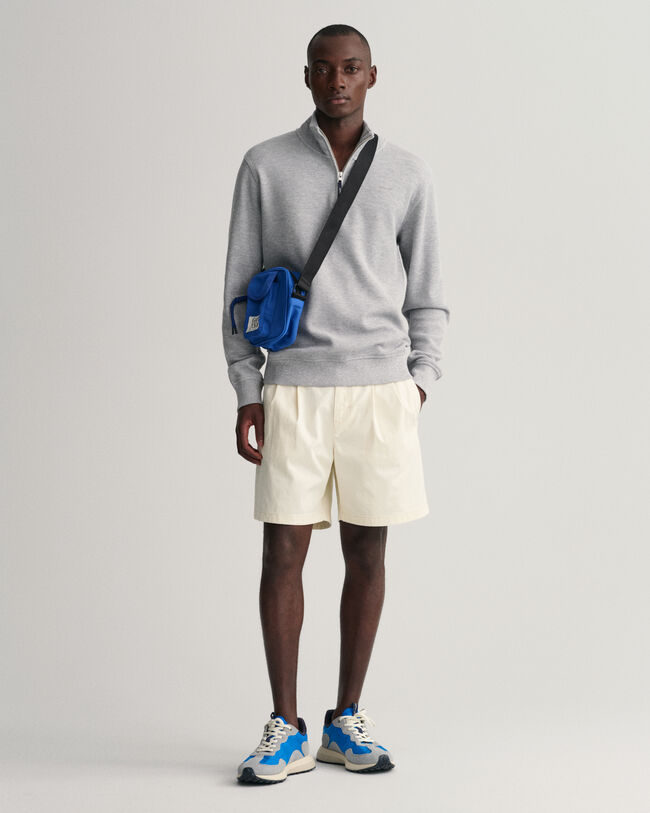 Waffle Texture half-zip sweatshirt