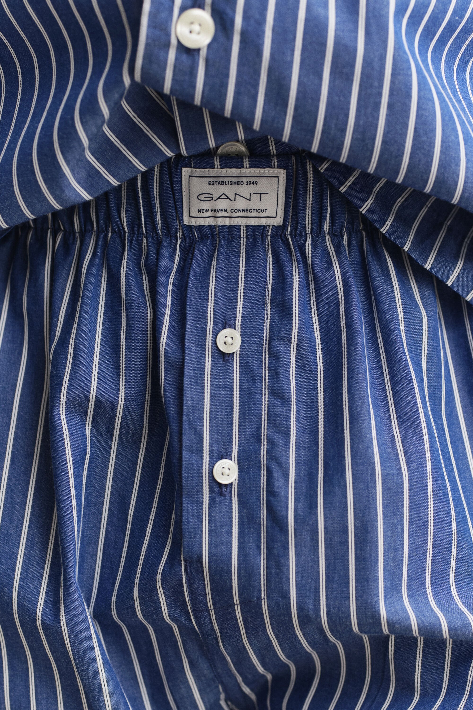 Pyjamasset i randig poplin