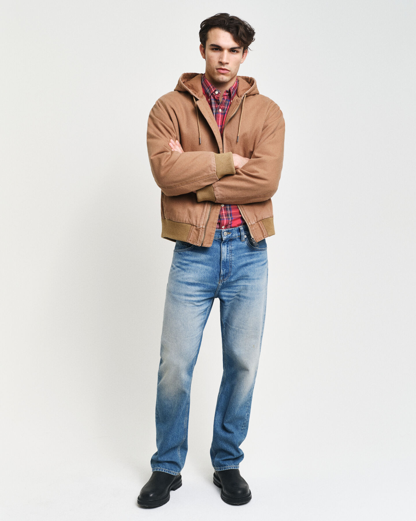 Jacka i kanvas med kapuschong