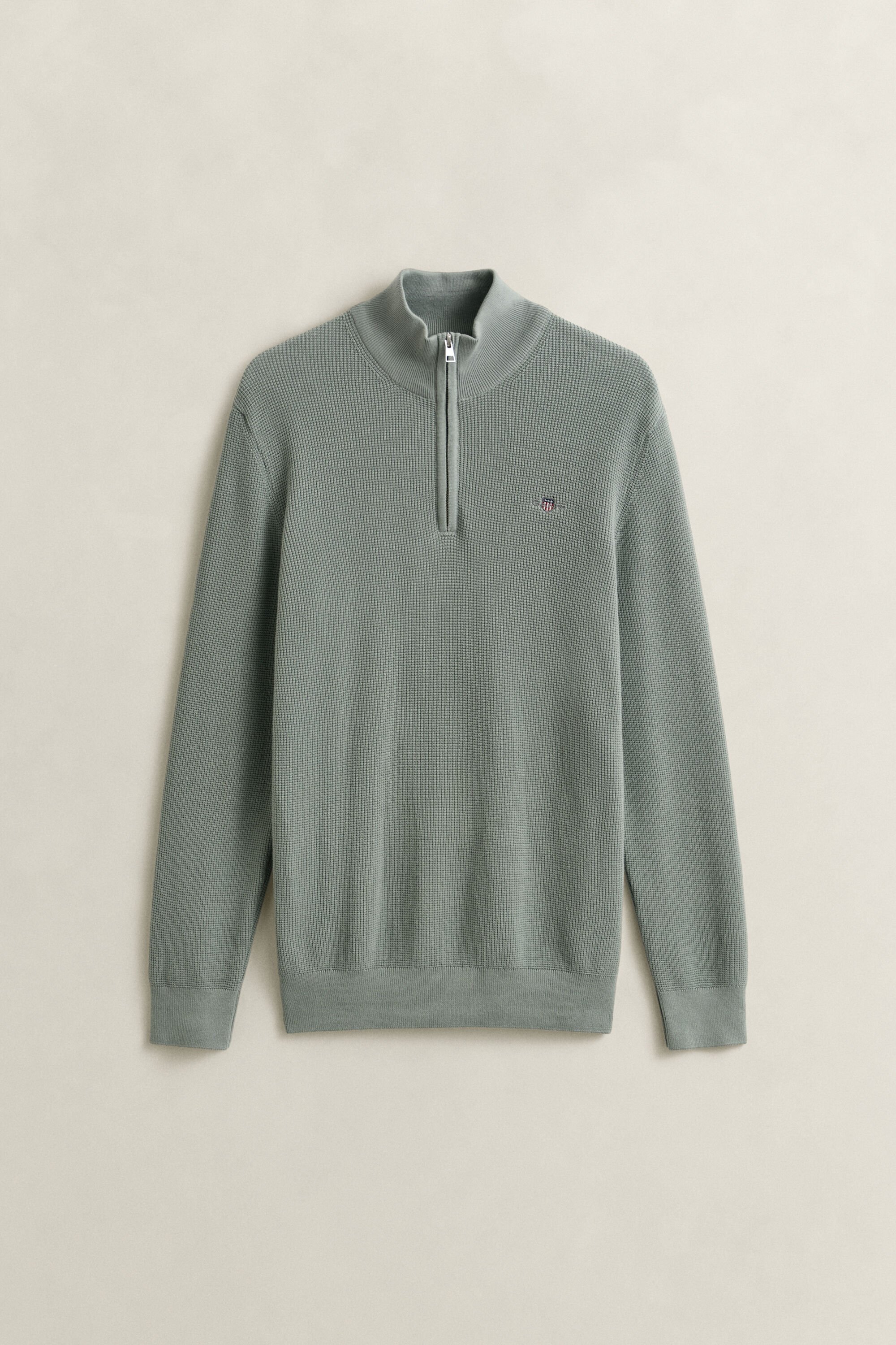 Bomullströja med struktur och half-zip