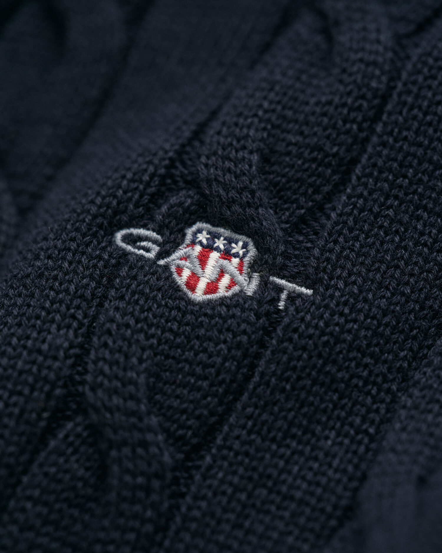 Teens kabelstickad tröja i bomull med half-zip