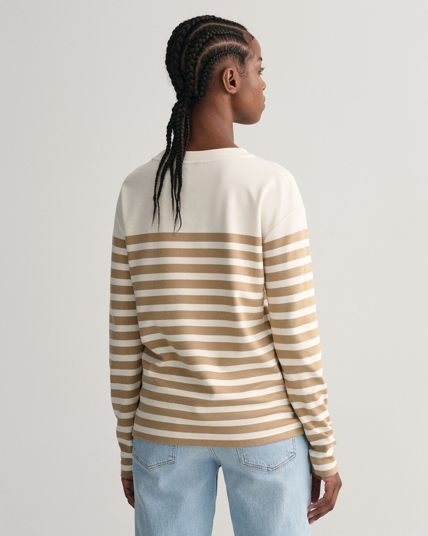 Randig l&aring;ng&auml;rmad T-shirt